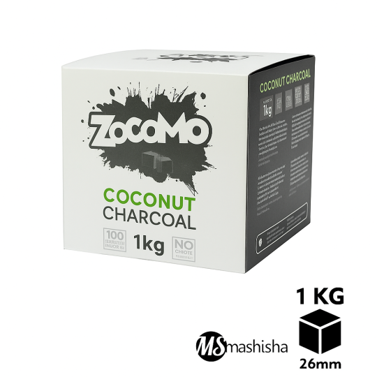 Charbon Naturel ZOCOMO 1 kg – 26 mm | Charbon de Coco Premium pour Chicha