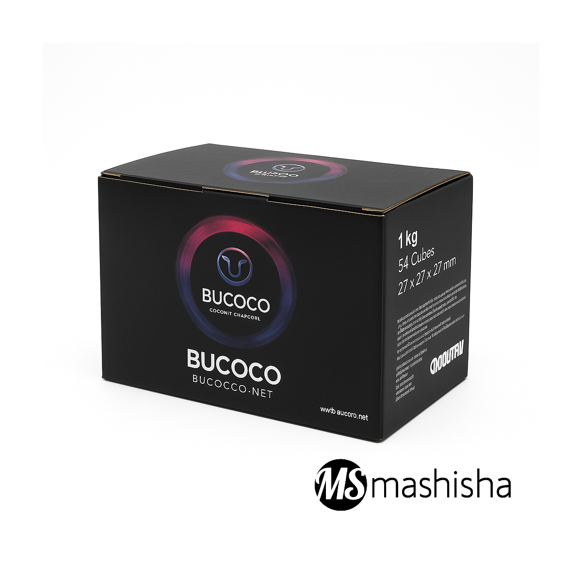 Charbon Naturel Chicha BUCOCO 27 mm – 1 kg (54 cubes)