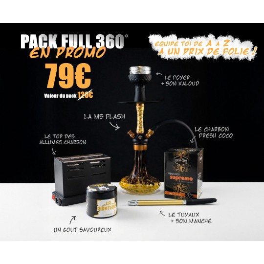 Pack Full 360° – Chicha tout équipé + Gunshot 200g + Allume-charbon