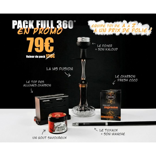 Pack Full 360° – Chicha tout équipé + Gunshot 200g + Allume-charbon