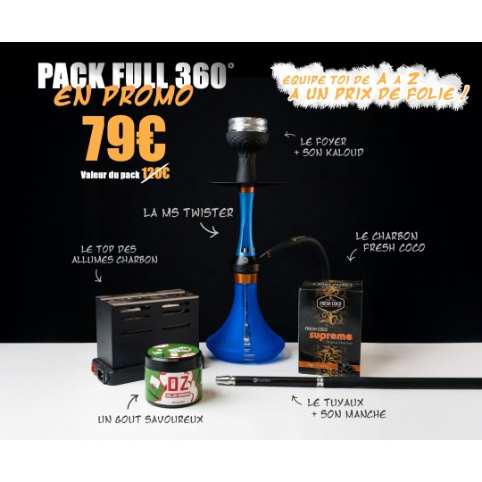Pack Full 360° – Chicha tout équipé + Gunshot 200g + Allume-charbon