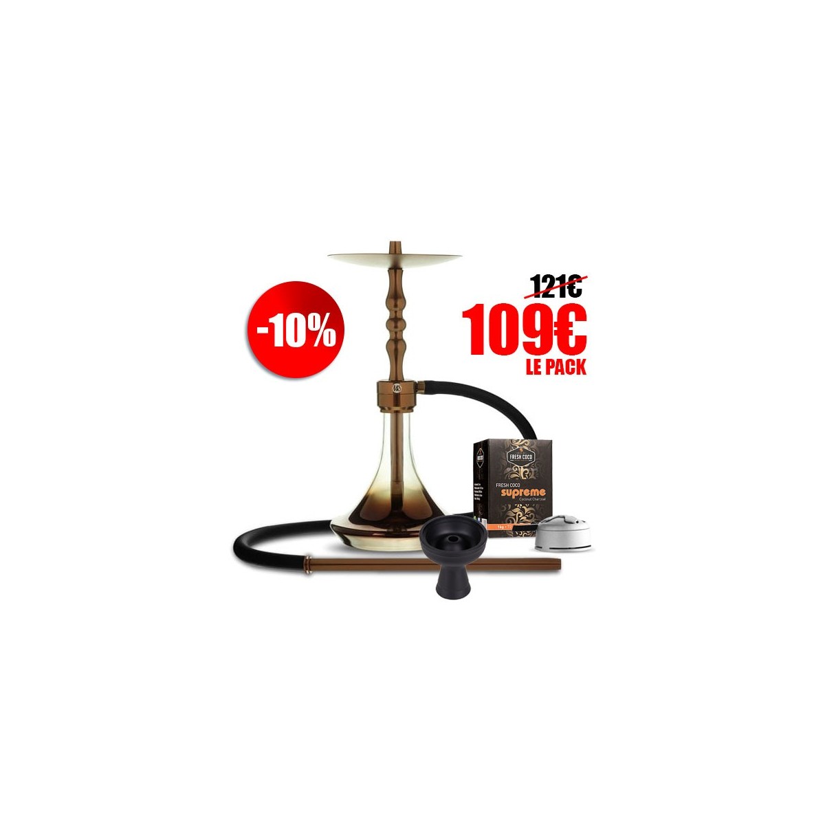 copy of Pack Full 360° – Chicha tout équipé + Gunshot 200g + Allume-charbon