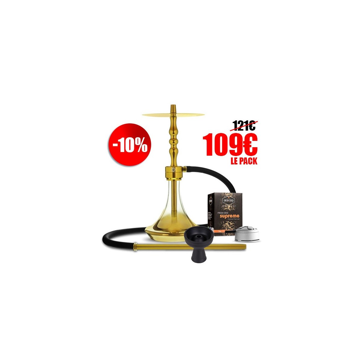 copy of Pack Full 360° – Chicha tout équipé + Gunshot 200g + Allume-charbon