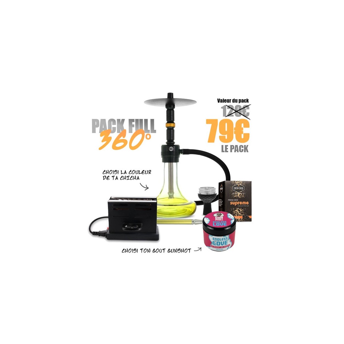 copia de copia de copia de Pack Full 360° – Chicha tout équipé + Gunshot 200g + Allume-charbon