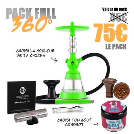 Pack Chicha Celeste El Badia + foyer + Aluminium + Charbon auto-allumant + Goût - Un pack tout inclus