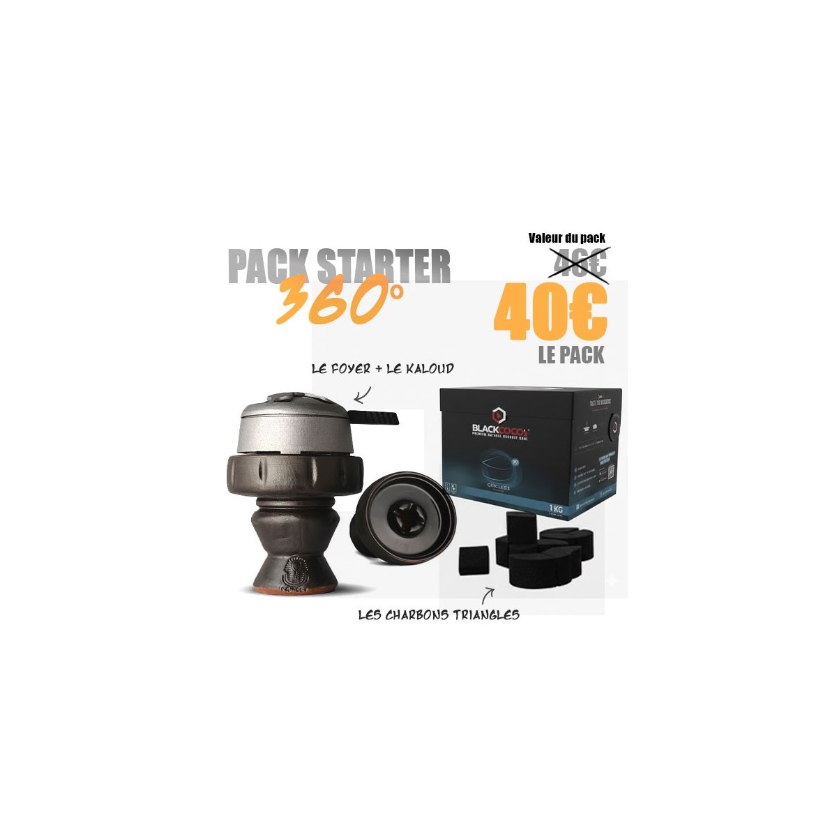 Pack Starter 360 : Charbon BlackCoco's + Foyer Ramses + kaloud - Un pack pour bien commencer