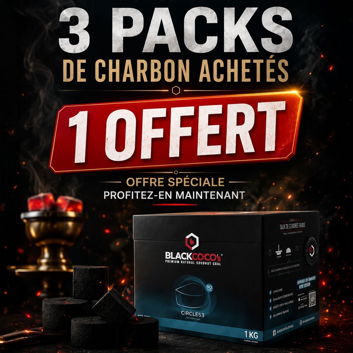 3+1 offert - Charbon Naturel BlackCoco's Triangle