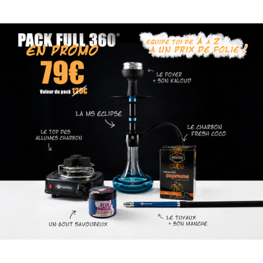 Pack Full 360° – Chicha tout équipé + Gunshot 200g + Allume-charbon
