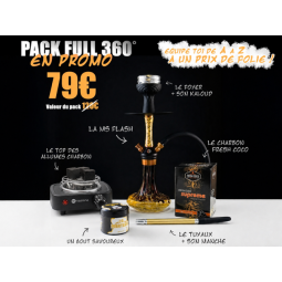Pack Full 360° – Chicha tout équipé + Gunshot 200g + Allume-charbon