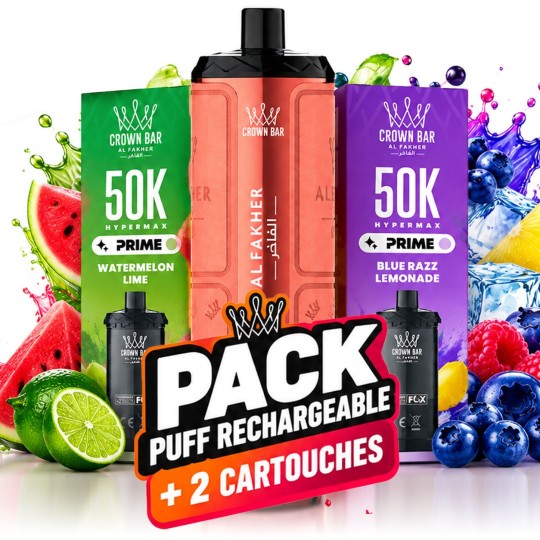 Pack une Puff + deux recharges goûts 50K Al fakher