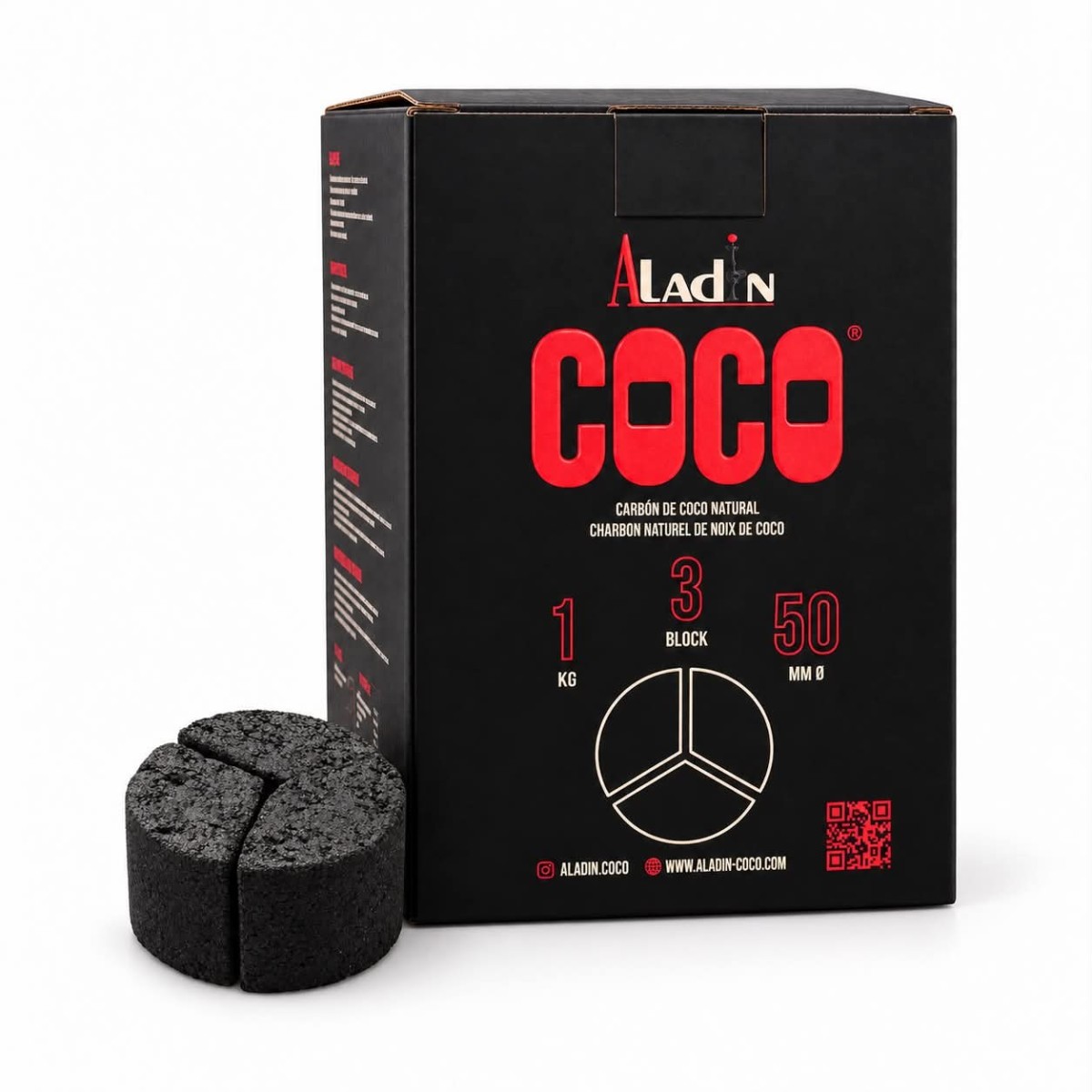 Charbon Aladin Coco Circle 1 kg – Charbon pour chicha et système de chauffe