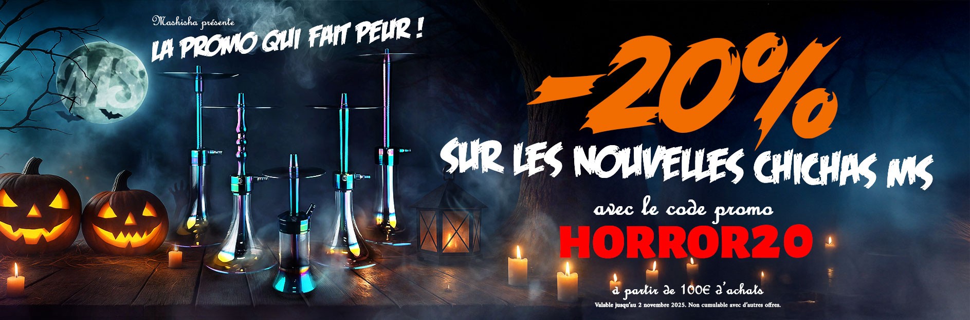 -20% sur tout le site mashisha.com à partir de 100€ d'achats !